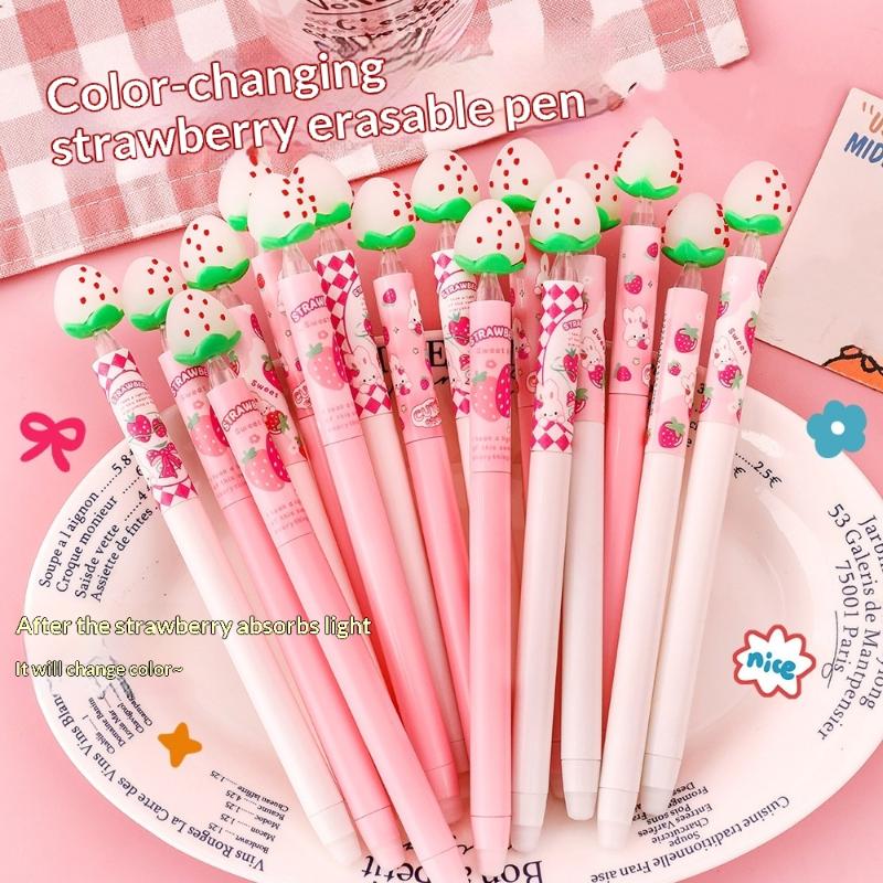 Strawberry Design Erasable Gel - Gel Ink Pen Set 评论和价格